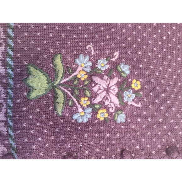 Herman Geist Hand Embroidered Cardigan Sweater Cottagecore Large Button Up Wool - Picture 6 of 13